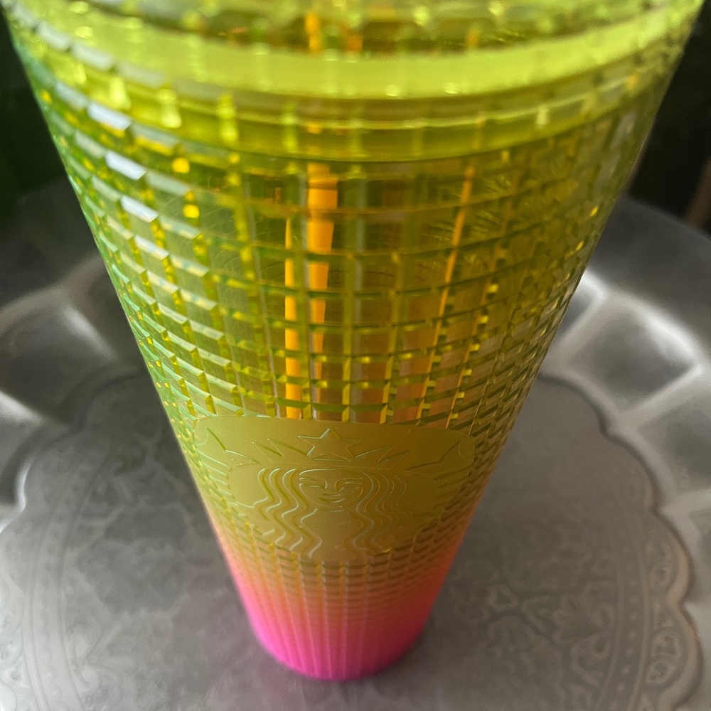 Starbucks Pink and Yellow Lemon Prism Spray Pink Gradient Ombre Tumbler - Picture 4 of 6